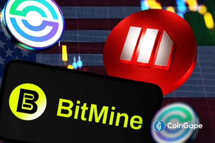 Crypto stocks price today, CRCL, BMNR, and MSTR, declined as market sentiment weakened across global assets. The crypto market has dropped 1.28% over 24 hrs, with a total valuation of 2.54 trillion. The pressure to sell occurred in the context of a wider macro-based pullback of both digital assets and equities. An aggressive Federal Reserve
The post <a href="https://coingape.com/markets/crypto-stocks-price-prediction-crcl-bmnr-and-mstr-as-u-s-iran-blockade-persists/">Crypto Stocks Price Prediction: CRCL, BMNR, And MSTR as U.S.-Iran Blockade Persists</a> appeared first on <a href="https://coingape.com/">CoinGape</a>.