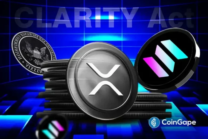 XRP and Solana prices on Friday steadied ahead of SEC CLARITY Act Roundtable on April 16. Solana price hovered above the $80 support level, eyeing more rally ahead. The April 16 discussion will be led by the U.S. Securities and Exchange Commission. XRP price gained 0.66% to trade near $1.34, maintaining support above the $1.30
The post <a href="https://coingape.com/markets/xrp-and-solana-price-outlook-ahead-of-sec-clarity-act-roundtable-on-april-16/">XRP and Solana Price Outlook Ahead of SEC CLARITY Act Roundtable on April 16</a> appeared first on <a href="https://coingape.com/">CoinGape</a>.