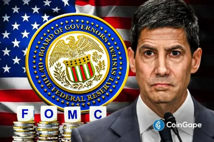 The Federal Reserve is likely to hold steady on interest rates at its next Federal Open Market Committee (FOMC) meeting. The hawkish expectations come despite the Trump nominee Kevin Warsh taking over. Markets are pricing in a slow and steady approach from policymakers with no expectations for rate cuts until late 2027. Ad Ad FOMC
The post <a href="https://coingape.com/fomc-meeting-us-fed-expected-to-hold-rates-till-2027-despite-kevin-warsh-taking-charge/">FOMC Meeting: US Fed Expected To Hold Rates Till 2027 Despite Kevin Warsh Taking Charge</a> appeared first on <a href="https://coingape.com/">CoinGape</a>.